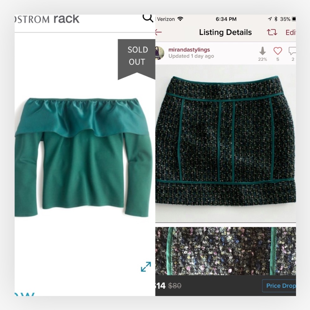 J. Crew lot 2 piece Lot skirt and blouse